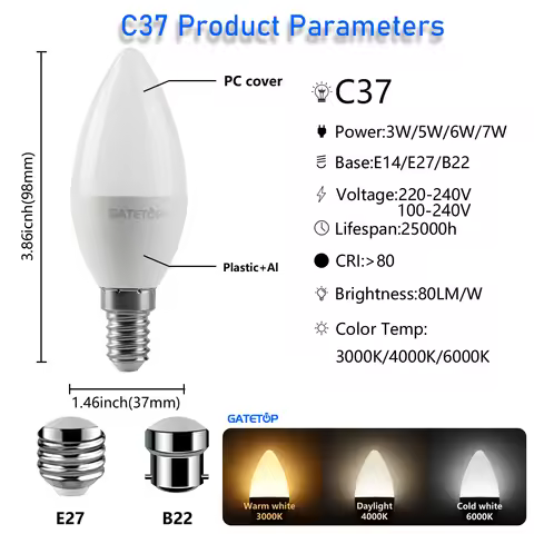 6PCS LED bulbs Energy-efficient G45 C37 E14 E27 B22 3W 5W 6W 7W AC220V AC110V Led Golf Bulb Lamp For