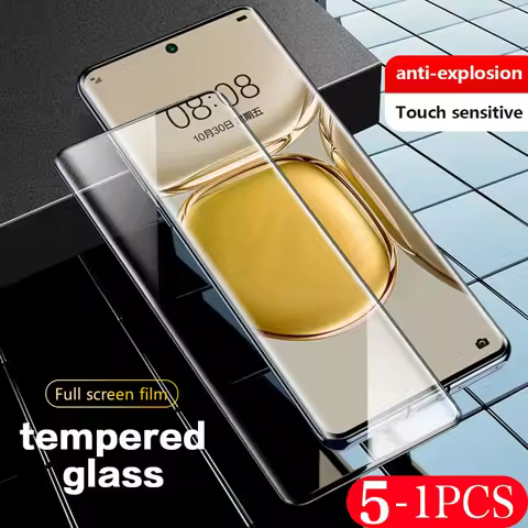 5-1Pcs 9D Tempered Glass for Huawei P50 protective film P40 P30 P20 pro lite E plus Glass Phone Scre