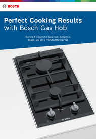 Bosch PRB3A6B70 Built In Black Schott Glass Ceramic surface Gas Hob Double burner,30cm width domino hob FlameSelect, Cast iron pan support, Digital display,electric ignition, Suitable for LPG Gas only. 2 years local warranty