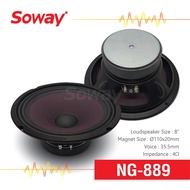 Soway NG-889 ลำโพง เสียงกลาง 8นิ้ว แม่เหล็ก 110x20 mm Voice 35 4Ω ลำโพงรถยนต์ 1คู่ Midrange Speaker เครื่องเสียงติดรถยนต์
