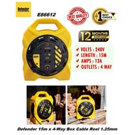 Defender E86612 (4-Socket) 240V 13A Compact Box Cable Reel 15-meter