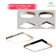 [SG Seller]LED Surface Mount Ceiling Light Modern Ultra Thin Lighting Wood Lamp Fixture Living Room Home Decor