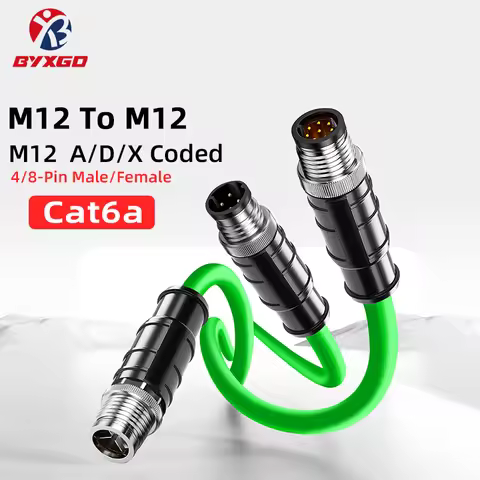 M12 To M12 Ethernet cable,CAT6A High Flexibility PoE Industrial Network cable,M12 Connector A/D/X Co