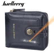 {Yuyu Bag} 2023 Baellerry New Men Short Wallets Name Engraved Brand Card Holder Male Purse PU Leather Luxury Men 39; S Wallet