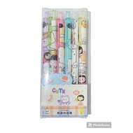 Pulpen Gel 0.5mm 6Pcs Pen Bolpoin Tinta Gel Cair Model Cetekan Isi 6 Pcs Pena Aesthetic ptt