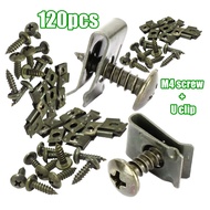 120pcs M4 Clip Nut Screw 4mm U-Clip U Nut Spring Clip M4 Skru Motorcycle Cover Set Car Motorcycle Sc
