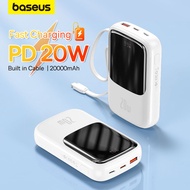 Baseus Power Bank 20000mAh/10000mAh PD Fast Charging Powerbank Built in Cables Portable Charger For iPhone 14Pro Max