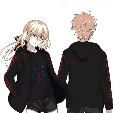 Anime Fate Cos Black Coat Saber My King Cosplay Long Sleeve Clothes Fgo Sweater