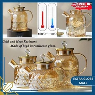 GLASS TEA COFFEE PITCHER DIAMOND BOROSILICATE GLASS - TK12 QUALITY MATERIALS!!