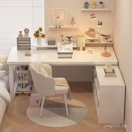 Home Office Desk Bookshelf l Corner Desk for Bedroom, Student Integrated Writing Desk, Corner Comput
