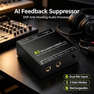 Rechargeable Anti-Howling Feedback Suppressor AI DSP Microphone Feedback Canceller 3 Gain Levels Dua