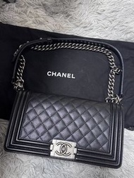 Boy Chanel 25復古銀扣魚子醬牛皮