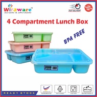Wiraware 4 Compartment BPA FREE Lunch Box, Bekas Makanan
