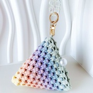 手工編織Macramé彩虹三角包手機包包 編織包包