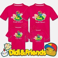 DIDI & FRIENDS Birthday Theme Family Tshirt Baju Custom Baby Boy Girl Kanak-Kanak Family Day Set Sed