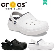 รองเท้า crocs แท้ Crocs Classic Lined Clog รองเท้าแตะลําลอง ผ้าฝ้าย ผ้าวูล กันลื่น สไตล์คลาสสิก สําหรับใส่ในบ้าน สีขาว/ม่วง 40 M7/W9