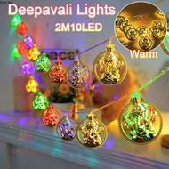 2Meter Diwali Led LED Deepavali Light Fairy Lights with 10 Lights Metal Hanging Indian Interior Batt