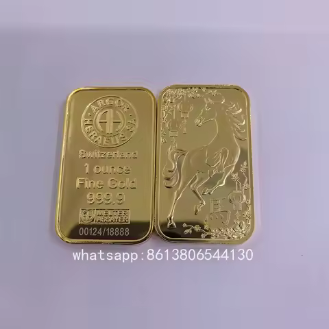 Horse Dragon Snake Gold Bars 1oz Argor Heraeus Replica Gold Bar Gold Plated Iron Collectible Bar