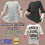 BLOUSE, T-SHIRT KANAK-KANAK, GIRLS BLOUSE, GTRLS T-SHIRT, BAJU LENGAN PANJANG BUDAK PEREMPUAN, GIRLL'S CLOTHING, MURAH