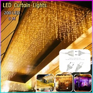 4M 96 LED Curtain Icicle Lights Lampu Ramadan Decoration Outdoor Waterproof Icicle Light Party Decor