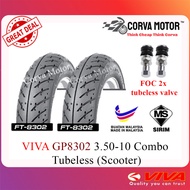 TAYAR KOMBO GP TUBELESS TYRE GP8302 3.50-10 350-10 SCOOTER FOR MODENAS KARISMA, SYM MIO, ATTILA ELIZ