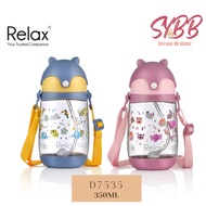 350ml Relax Tritan Kids Water Straw Bottle / Brush / Straw for 2yrs old above  / D7535-19 / D7535-18