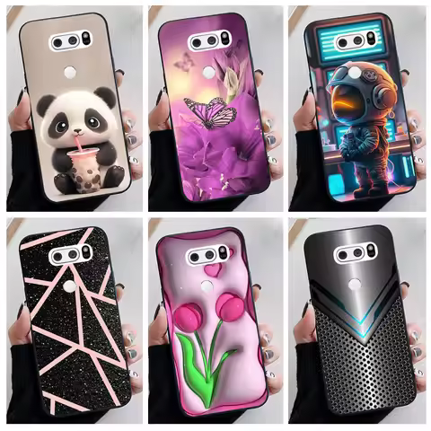 For LG V30 Plus Phone Case Lovely Panda Cartoon Painting Soft Siliocne Coque For LG V40 Thinq Cover 