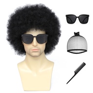 Adequate Mens Afro Wigs 70's disco Halloween Short Black Wigs for Disco Costume Boys Party Curly Wig