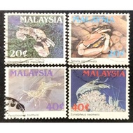 Malaysia 1989 Marine Life Crustaceans Complete Set - 4pcs Used Stamps / Setem