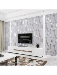 1卷3D水波紋壁紙，無異味，絨面處理，非常適合升級臥室和客廳裝飾！