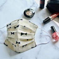 手工立體口罩 可洗滌 日本製純棉二重紗布 蝴蝶 米白色 黑色 成人