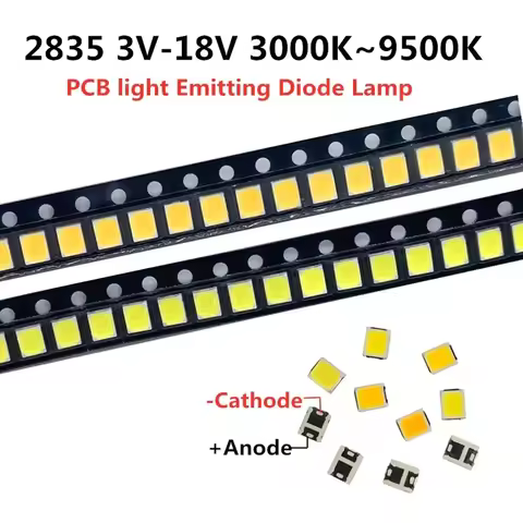 100pcs High Brightness 2835 SMD LED Chip 1W 18V 9V 6V 3V 130lM Cool Cold Nature White LED 3000K 4000