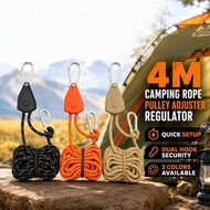 Camping Guyline Rope With Pulley Adjuster Reflective Windproof Tent Tarp Canopy Cord 4mm 4M