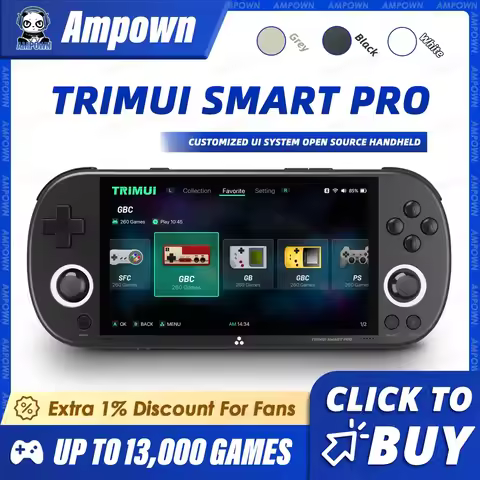 Trimui Smart Pro Handheld Game Console 4.96'' IPS Screen Linux System Joystick RGB Lighting Trimui R