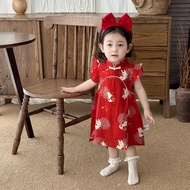 National Trendy Style Girls Cheongsam Children's Full Month One Year Old Baby Girl Dress Chinese Sty
