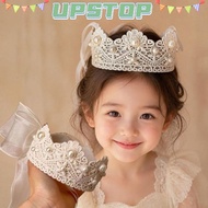 UPSTOPBO Baby Crown Headband, Mesh Bow Crown Shape Kids Crown Headpiece,  Hollow Lace Girls Crown Ha