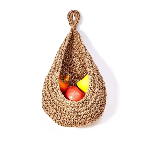 Handwoven Hanging Wall Vegetable Fruit Basket Organizer Container Decor for Kitchen Garden Mount Wal