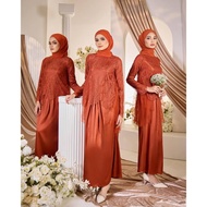 HIJABISTAHUB GLENDA DRESS plain Satin lace drapping dress baju raya bridesmaid dinner dress tunang
