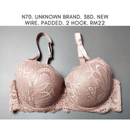 N70. LACE BROWN BRA 38D