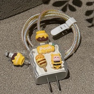 Small Bee Bear Charger Protector iphone 18w & 20w Cartoon Cable Protector iPhone Charger Head Adapte