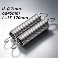 (KZS)SUS304 Double Hook Extension Springs d=0.7mm,OD5mm,L=15~120mm Precision DIY Spring