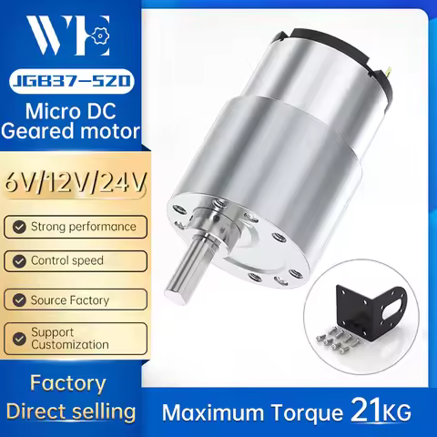 JGB37-520 Gear motor 12V DC Reducer Motor With Speed Measuring Hall Encoder Robot Large Torque Brush