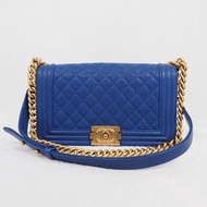二手Chanel Boy25 藍色金扣