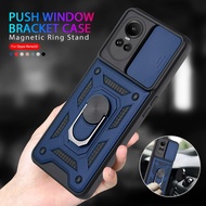 For Oppo Reno10 Case Car Magnetic Holder Ring Shockproof Cover Oppo Reno10 Pro Reno10 Push Camera Protect Cover Case