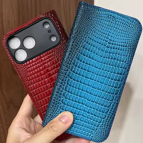 Magnetic Genuine Leather Skin Flip Wallet Phone Case On For iphone 11 12 13 14 15 16e 16 17 17e Pro