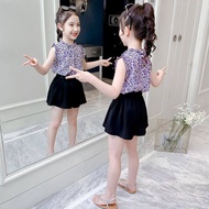 Angugu 2025 NEW Childrens Fashion 2PCS(Blouses+Shorts)High Quality Korean Style Shorts for Kids Girl