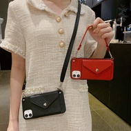 Card holder Case For iphone 13 pro max With Diagonal Strap lanyard Iphone 15 pro max Coin Purse Case