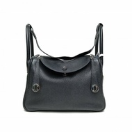 HERMES Lindy30黑色TC皮A刻銀扣肩背包
