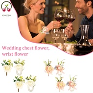 4Pcs Wedding White Corsage and Boutonniere Set Artificial Rose Wrist Corsage Bracelets for Anniversa