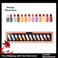 【Panic Buying】12 Son Bóng Có Màu Bộ Hình Viên Thuốc Son Kem Son Môi Xách Tay COD